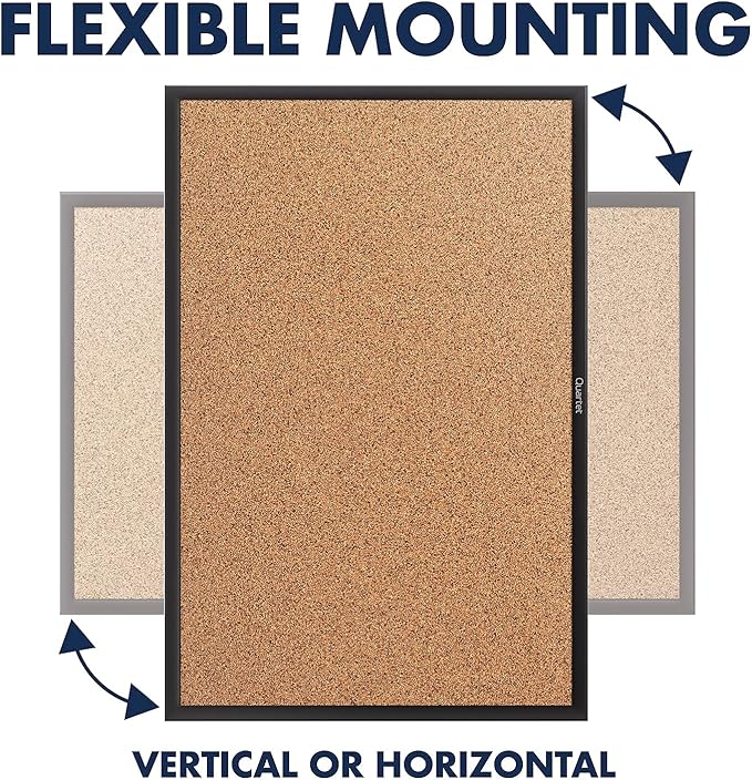 Quartet Cork Board, Bulletin Board, 2' x 1.5' Corkboard, Black Frame (2301B)-DeskLoop Office
