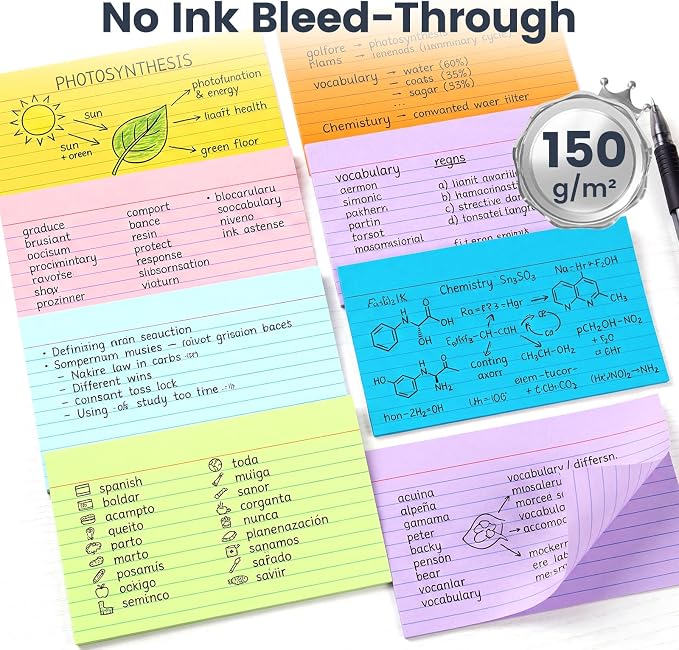 Koogel Index Cards 3x5, Colored Ruled Flash Cards - Image 3