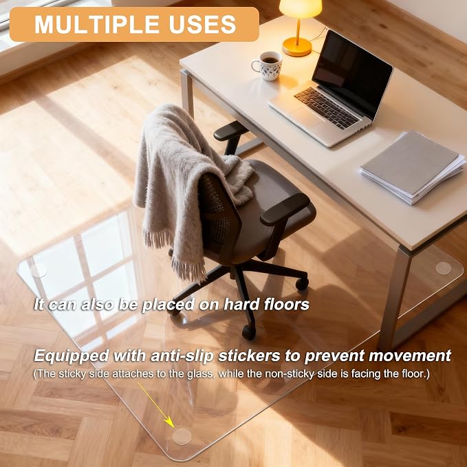Azadx Tempered Glass Chair Mat for Carpet 32" x 48" Heavy Duty Office Chair Mat - Image 7