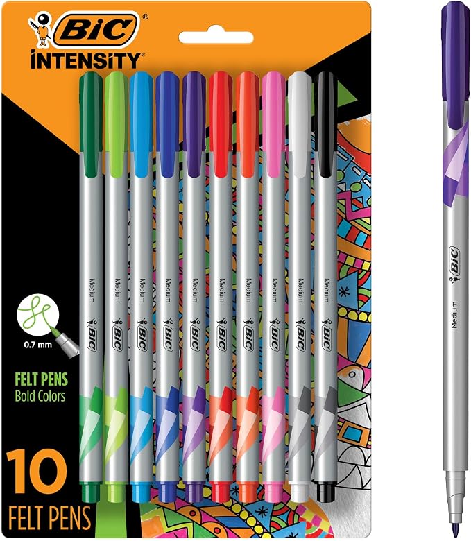 BIC Intensity Fineliner Marker Pens, Medium Point, Smooth Application by BIC