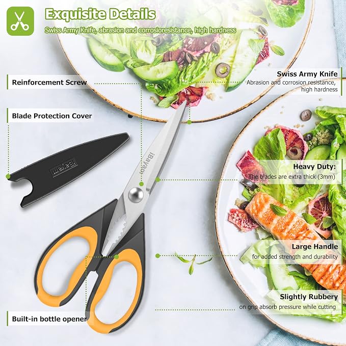 Kitchen Scissors, iBayam 2-Pack Kitchen Shears, 9 Inch Heavy Duty Dishwasher - Image 2