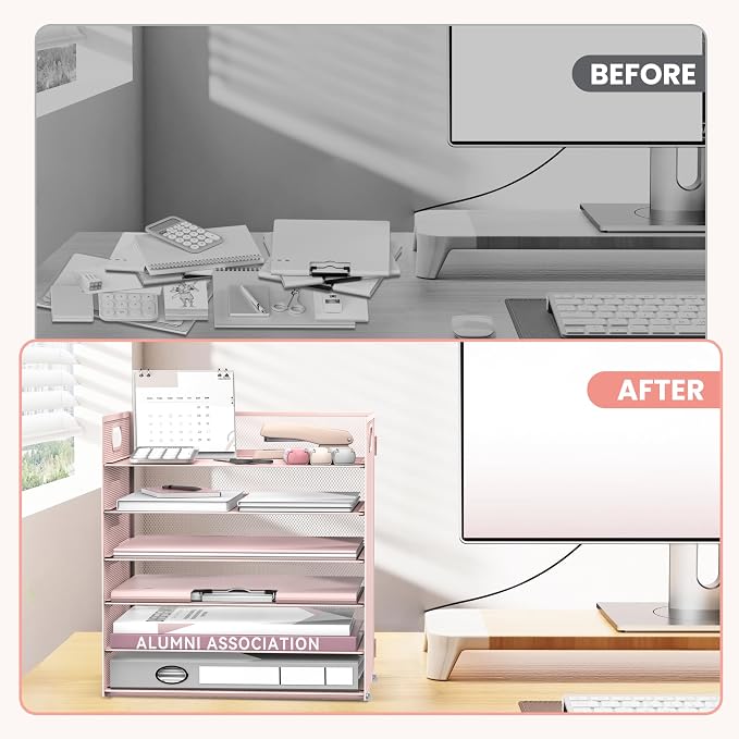 Daltack 6 Tier Paper Organizer for Desk, Paper Letter Tray Organizer for Desks - Image 7