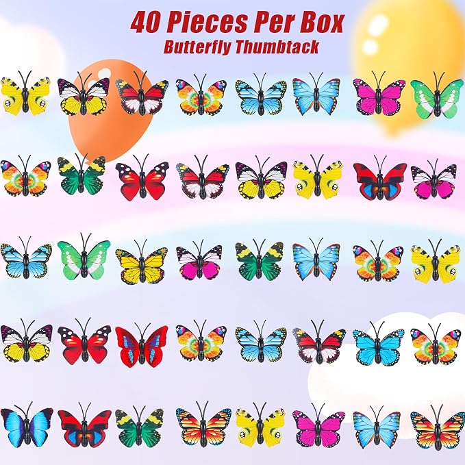 40 Pcs Decorative Butterfly Push Pins - Image 4