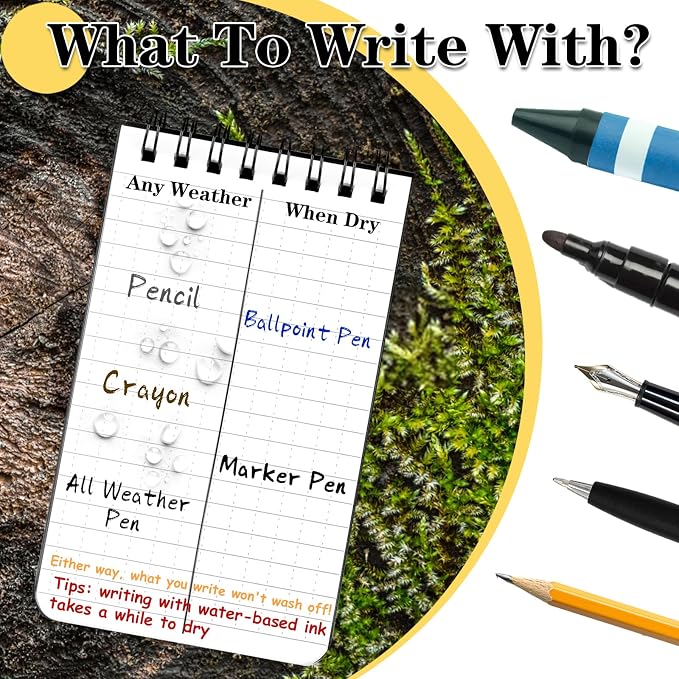 COIDEA Waterproof Notebook, 4 Pack Top-Spiral Pocket Notepad, All Weather - Image 6
