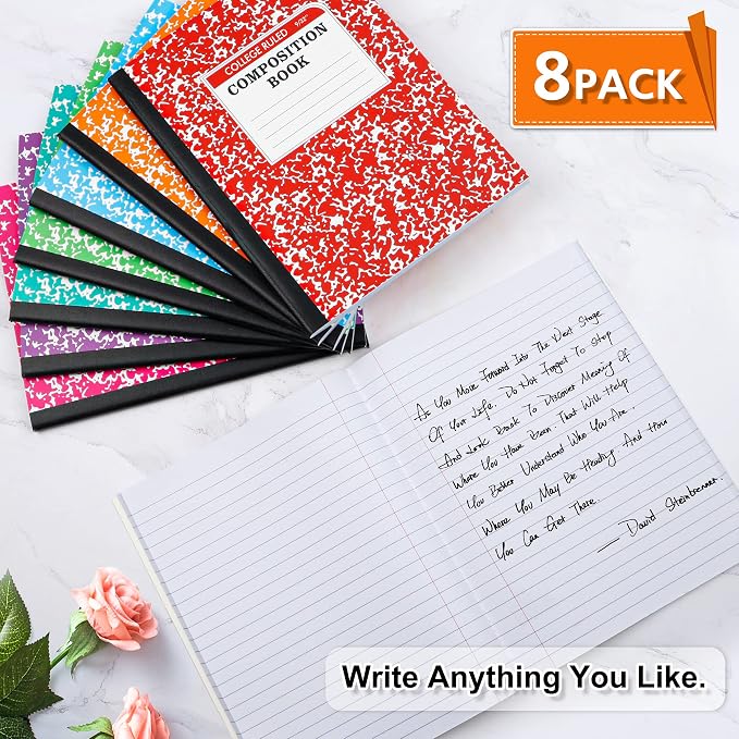 feela Composition Notebook, 8 Pack 8 Pastel Colors College Ruled Composition - Image 4