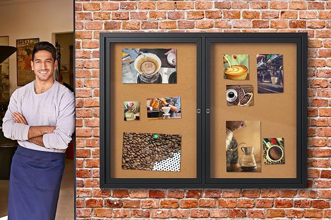 INNOVART Enclosed Bulletin Board 60”x36”, Lockable Cork Noticeboard - Image 9