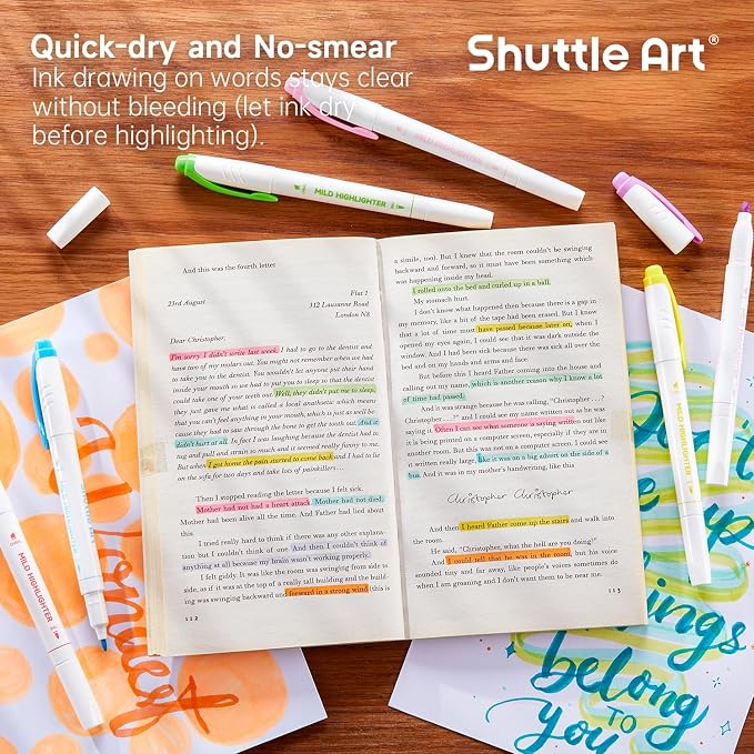 Shuttle Art Pastel Highlighters, 18 Colours Dual Tip Highlighters, Highlighter - Image 4