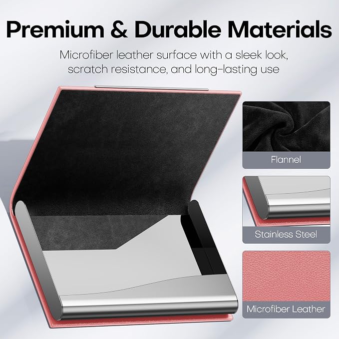 Padike Business Card Holder, Professional PU Leather & Stainless Steel Multi - Image 3