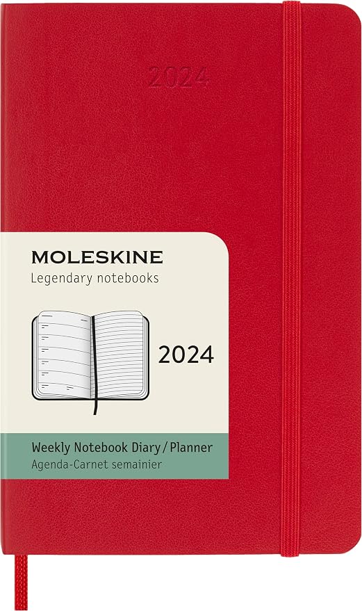 Moleskine Classic 12 Month 2024 Weekly Planner, Soft Cover, Scarlet Red by Moleskine