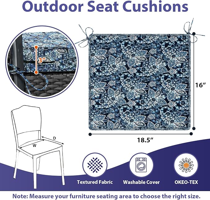 IPYNBAP Outdoor Chair Cushions Set of 4 -Waterproof Outdoor Seat Cushions - Image 6