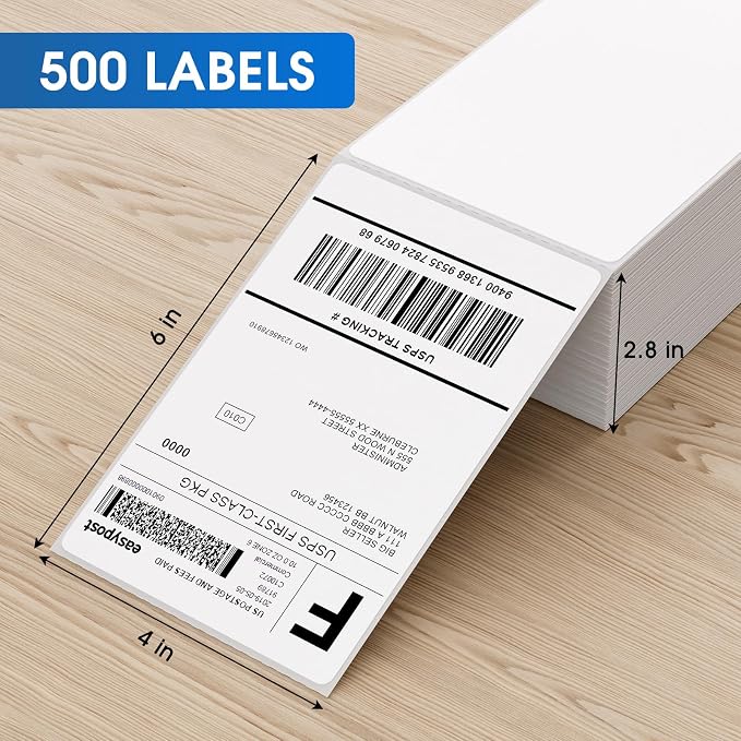 MaxGear 4" x 6" Direct Thermal Shipping Labels, 500 Fanfold, BPA-Free; - Image 3