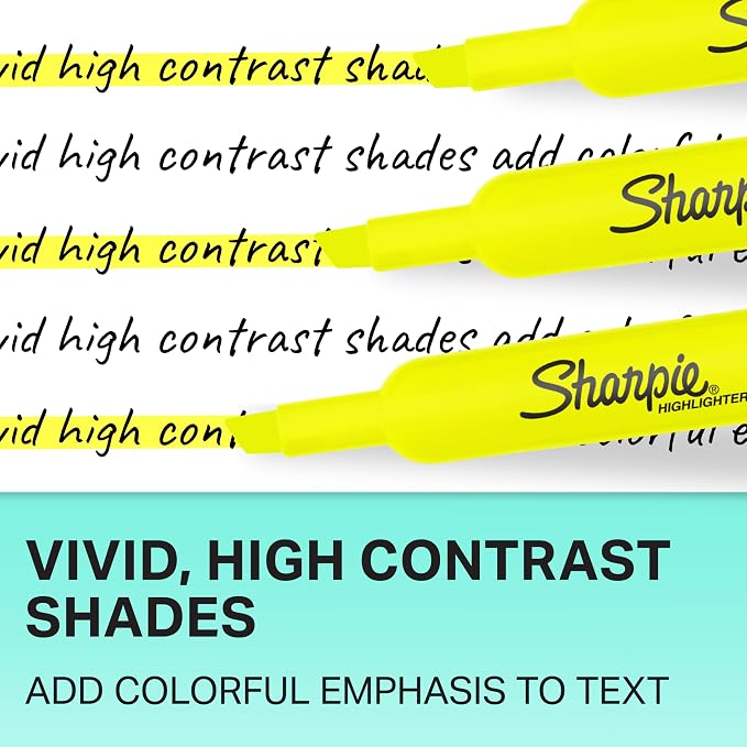 Sharpie Tank Yellow Highlighters Marker Set, Study Essentials, Chisel Tip - Image 6