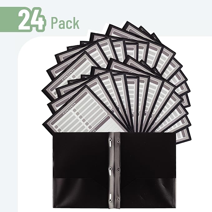 Mr. Pen- Plastic Folders with Pockets and Prongs, 24 Pack, Letter Size | Letter - Image 2