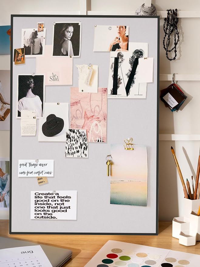 Lightomorrow Bulletin Board 30 x 20 inches, Lavender Gray Pin Board - Image 5