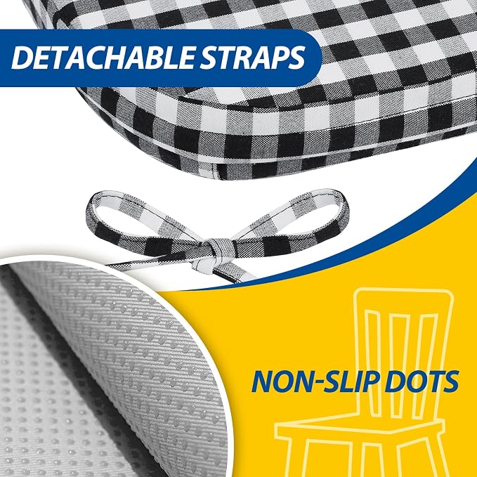 AAAAAcessories D-Shaped Chair Cushions, Machine-Washable Cover, Checkered - Image 5