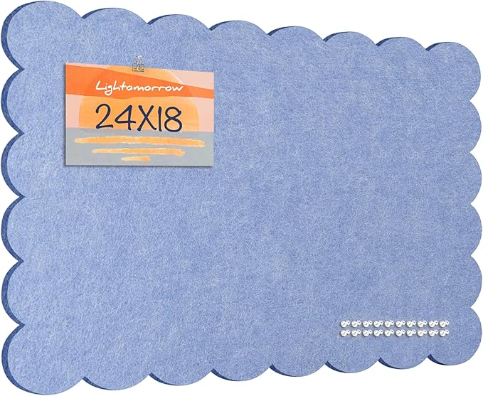 Lightomorrow Scalloped Bulletin Board, 24 x 18 Inches Felt Pin Board - Image 8