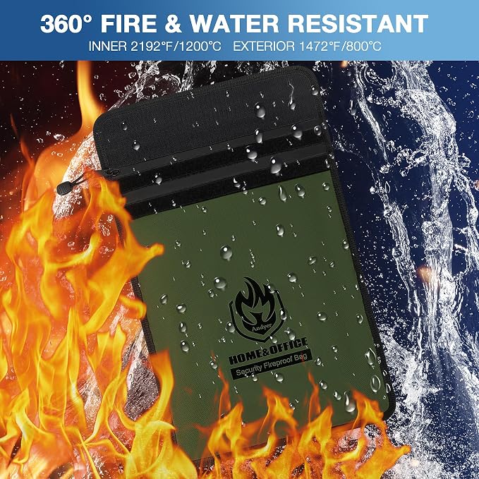Upgraded Two Pockets Fireproof Document Bag, andyer 15”x 11”Waterproof - Image 2