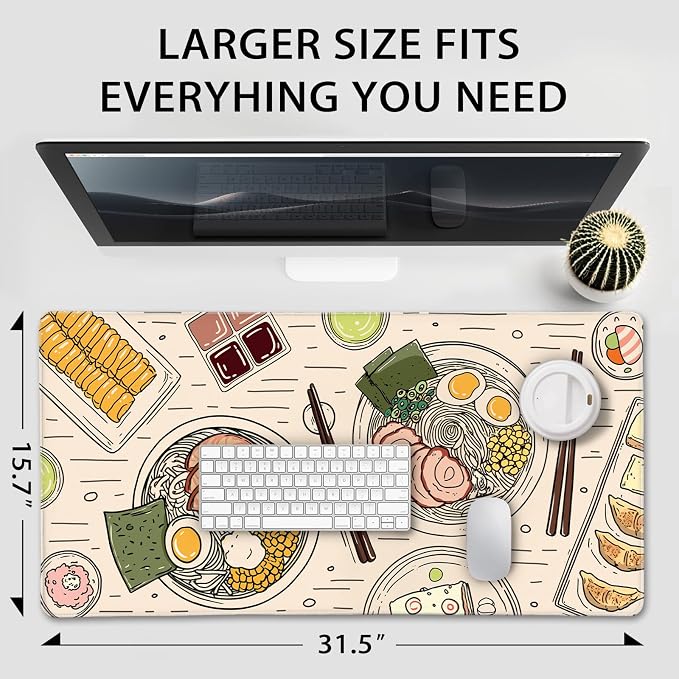 Japanese Ramen Large Gaming Mouse Pad 31.5"x15.7"｜Illustrated Food Pattern XXL - Image 4
