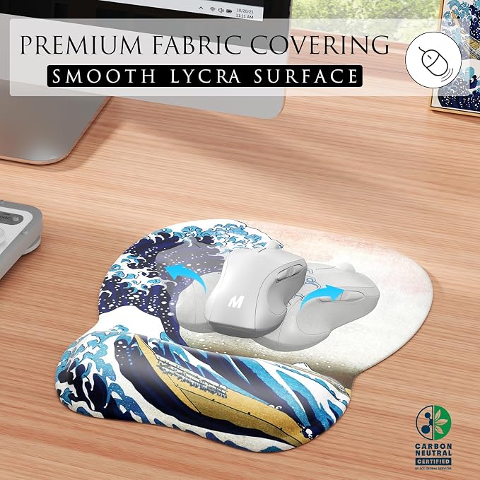 MROCO Ergonomic Mouse Pad with Gel Wrist Rest, 9.4 x 8.1 in, Great Wave | - Image 2