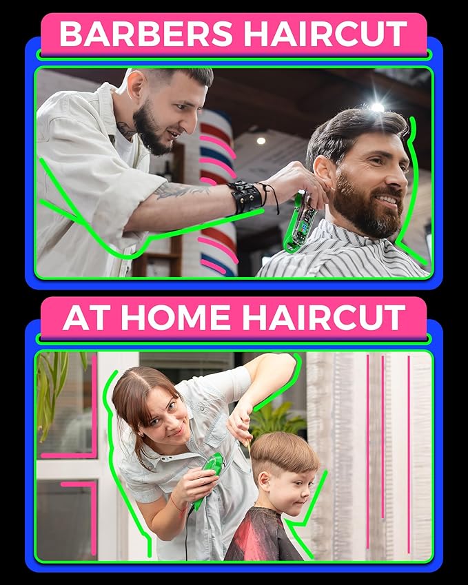GLAKER Hair Clippers for Men Professional - Cordless Clippers and Trimmers Set, Complete Barber Kit for Hair Trimming & Beard Grooming, Mens Haircutting Kits for Blending & Fade Cuts (Green)-DeskLoop Office