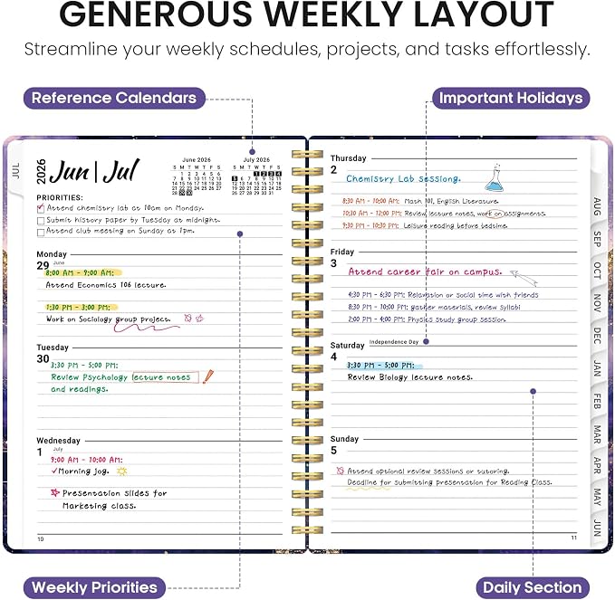 Planner 2026-2027, Academic Year Weekly and Monthly Calender Planner, from Jul - Image 3
