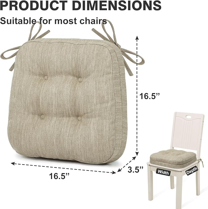 Shinnwa Dining Chair Cushions Set of 4, Dual-Layer Memory Foam Kitchen Chair - Image 6