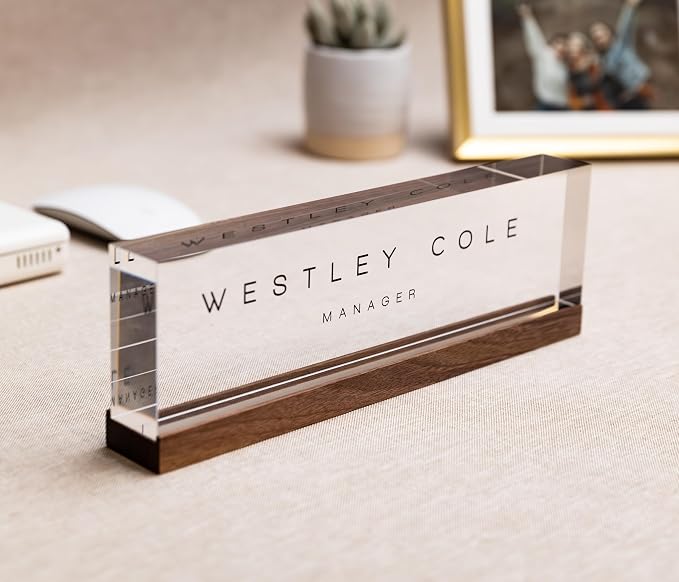 Personalized Acrylic Name Block w/Wooden Base - Image 7