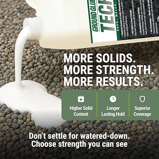 Ground Glue Tech-Tonic Landscape Adhesive for Rock, Mulch, and Sand, Weatherproof Long-Lasting Stabilizer for Trails & Slopes, Pet-Safe Binder for Pea Gravel, Bark & Flower Beds, Made in USA, 1 Gallon-DeskLoop Office
