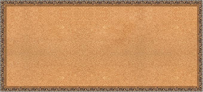 Amanti Art Natural Cork Board for Wall, 20x44 Vision Board with Bronze Frame, Oversize Corkboard Office Decor for Home Organization, Traditional Corkboard Pinboard to Display Items for Home-DeskLoop Office
