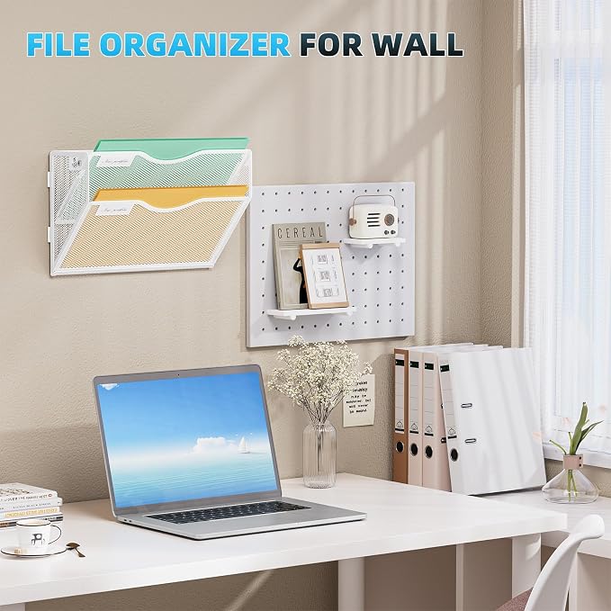 Marbrasse Wall File Holder 2-Tier Hanging Wall File Organizer, Mesh Mail Holder - Image 7