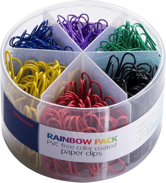 Officemate PVC Free Color Coated Clips, 450 per Tub by Officemate