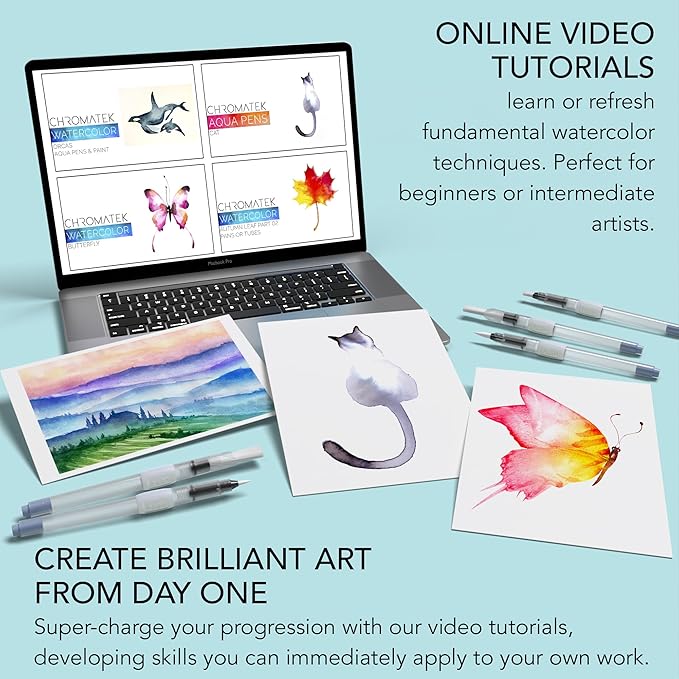 aquapens Water Brush Pens for Painting - 6 Pack - Water Drawing Brush Pens with 6 Different nibs - Portable Watercolor Brush Pens for Artists - Water Brush Pens for Kids and Adults-DeskLoop Office