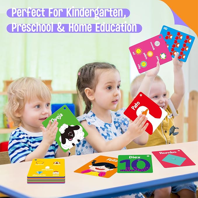 110 PCS Early Learning Flashcards, Double-Sided Spanish Cards- Alphabet - Image 6