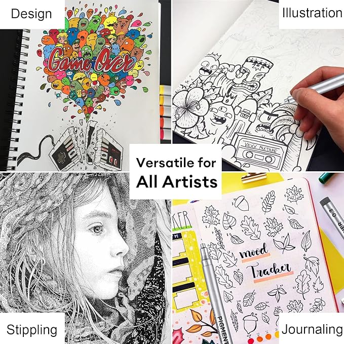 Dyvicl Micro-Pen Fineliner Pens, Black Pigment Liner Multiliner Archival Ink Micro Fine Point Pens for Drawing, Sketching, Journaling, Doodling, 9 Pack-DeskLoop Office