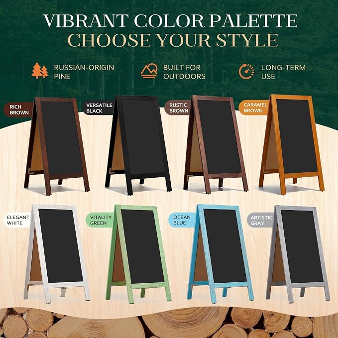 4 THOUGHT A-Frame Double-Sided Magnetic Chalkboard 40"x20", Solid Pine Wood - Image 6