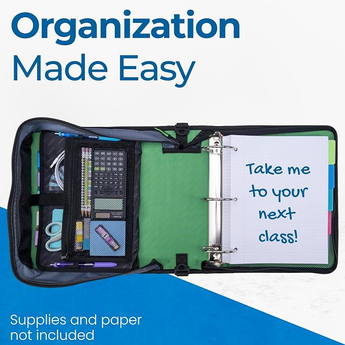 Case-it Mighty Zip Tab School Zipper Binder | 3-Inch O-Rings, 600-Sheet Capacity - Image 7