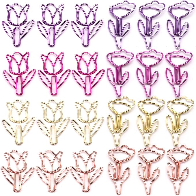 80 Pcs Cute Flower Paper Clips Set, Floral Paper Clips by Unknown