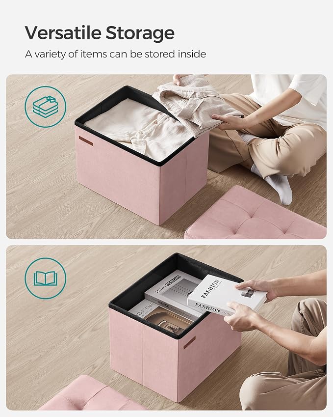 SONGMICS Storage Ottoman, Foldable Small Ottoman Foot Rest, 12.2 x 16.1 Inches - Image 5