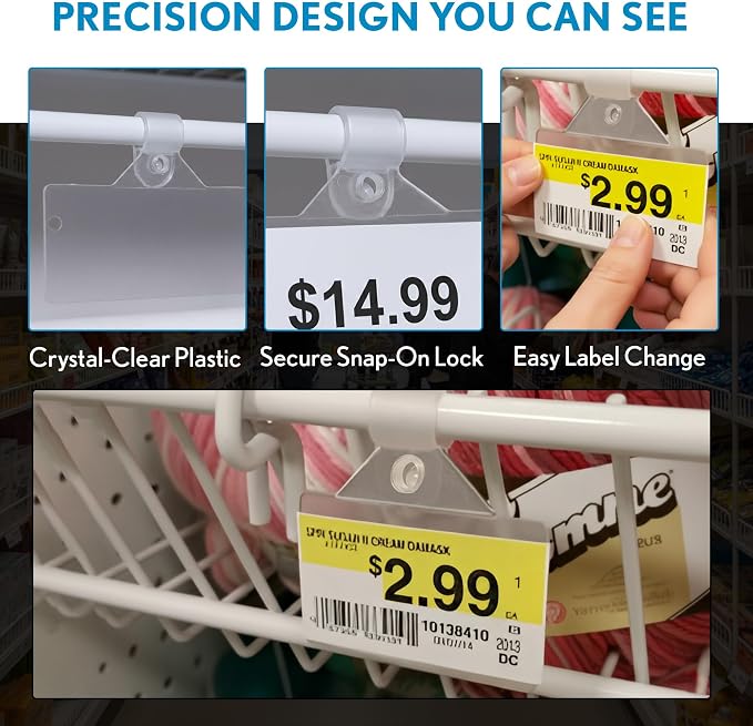 50 Pack Label Holders, Wire Shelf Label Holders, Adhesive Label Holder - Image 5