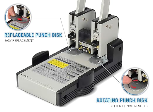 Carl, Heavy Duty 2 Hole, 100 Sheet Paper Punch - Image 5