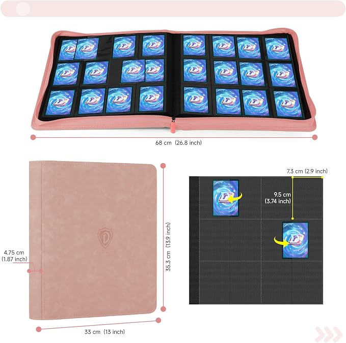 Trading Card Binder with Zip, 12 Pockets Card Binder, 720 Double Sided Pocket - Image 4