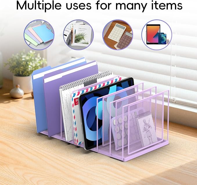File Organizer for Desk, 7-Section Vertical File Sorter, Paper Holder Organizer - Image 4