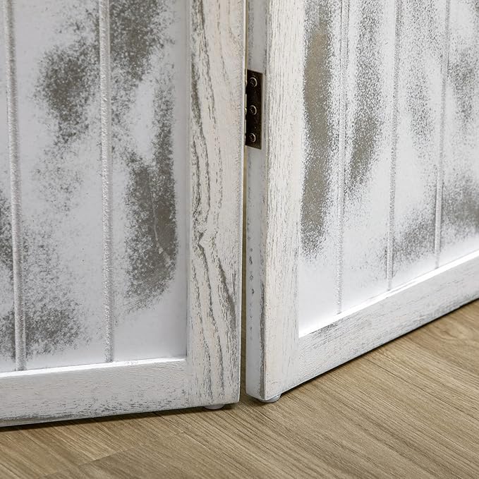 NicBex Room Divider 4 Panel Room Dividers with Whitewashed Surface Partition Room Dividers and Folding Privacy Screens 5.5 FT Wall Divider for Office, Room Separation,63.25"W x 0.75"D x 67"H, White-DeskLoop Office