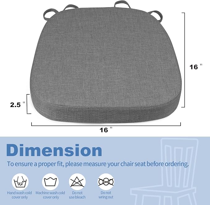 BUYUE Thickened 2.5" Friendly Woven Fabric Dining Chair Cushion, U-Shape High - Image 3