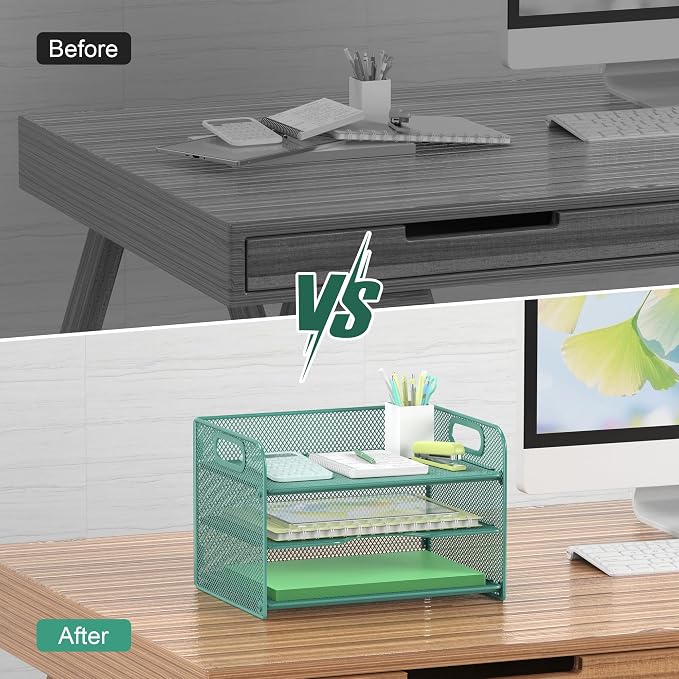 Samstar 3 Tier Green Letter Tray Paper Organizer - Image 4