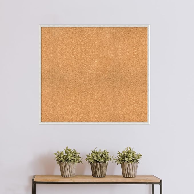 Amanti Art Natural Cork Board for Wall, 35x39 Vision Board with White Frame, Oversize Corkboard Office Decor for Home Organization, Modern Corkboard Pinboard to Display Items for Home Organization in-DeskLoop Office