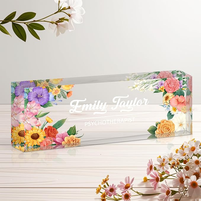 Personalized Name Plate for Desk, Custom Acrylic Desk Name Sign, Office by Unknown