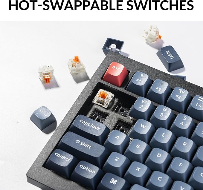 Keychron V6 Max Wireless Custom Mechanical Keyboard, 2.4 GHz Bluetooth 5.1 QMK Full-Size Layout RGB with Hot-swappable Silent Red Switch Compatible with Mac Windows Linux-DeskLoop Office