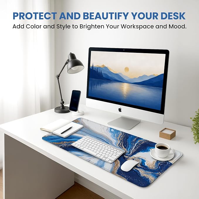 Aesthetic Desk Mat, Cute Ocean Marble Desk Pad Protector - Image 6