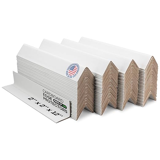 IDL Packaging Cardboard Edge Protector 2" x 2" x 12", Pack of 100 - V-Board Reinforced Cardboard Corners for Shipping - White Kraft Corner Protectors for Pallets-DeskLoop Office